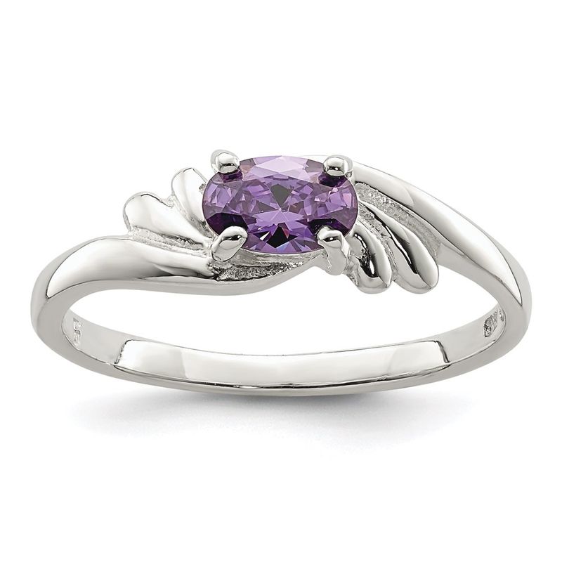 Kazi Luxury Sterling Silver Purple Oval Cz Ring